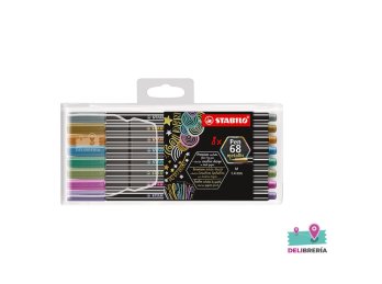 MICROFIBRA STABILO PEN 68 METALLIC ESTUCHE X 8