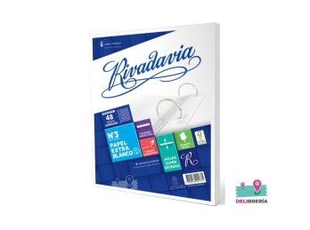 REPUESTO RIVADAVIA * EXTRA BLANCO * 48 HOJAS CUADRICULADO CON BANDA EN DORSO