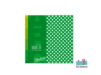 CUADERNO 19 X 23,5 RIVADAVIA ABC LUNARES VERDE 50 HOJAS RAYADO COSIDO TAPA DURA