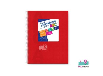 CUADERNO 21 X 27 RIVADAVIA ABC TIPO VINILO ROJO 60 HS CUADRICULADO ESPIRAL