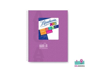 CUADERNO 21 X 27 RIVADAVIA ABC TIPO VINILO LILA 60 HOJAS RAYADO ESPIRAL 