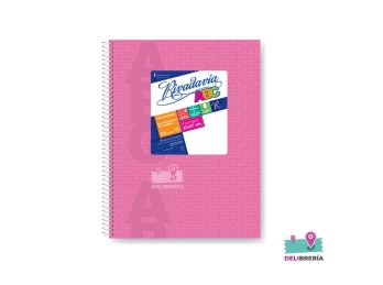 CUADERNO 21 X 27 RIVADAVIA ABC TIPO VINILO ROSA 60 HOJAS RAYADO ESPIRAL