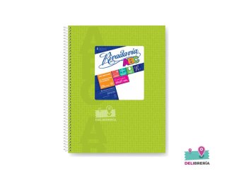 CUADERNO 21 X 27 RIVADAVIA ABC TIPO VINILO VERDE MANZANA 60 HOJAS RAYADO ESPIRAL