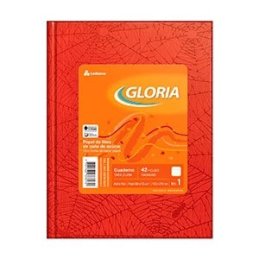 CUADERNO GLORIA ARAÑA TAPA DURA 42 HOJAS RAYADO ROJO