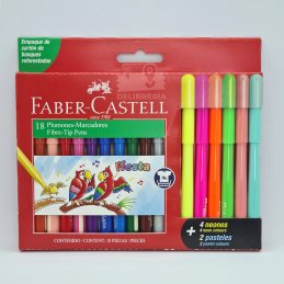 MARCADOR FABER-CASTELL FIESTA 45 X12 + 4 NEÓN + 2 PASTEL