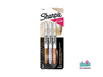 MARCADOR SHARPIE PERMANENTE METALLIC X 3 UNIDADES SURTIDOS