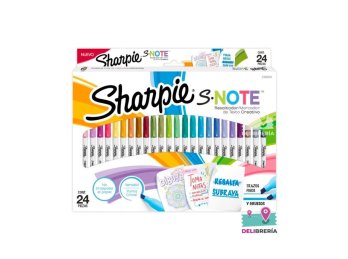 MARCADOR SHARPIE S-NOTE AL AGUA X24 UNIDADES