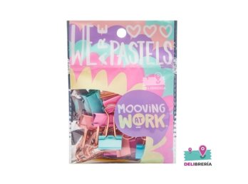BINDER CLIP MOOVING PASTEL 19 MM X12