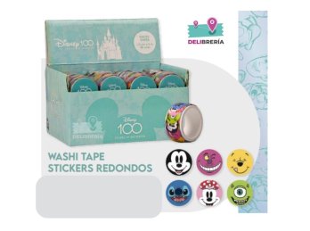 WASHI TAPE STICKERS REDONDOS MOOVING DISNEY 100 AÑOS