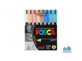MARCADOR UNI-POSCA 1MR 0,7 MM PUNTA CÓNICA BL X8