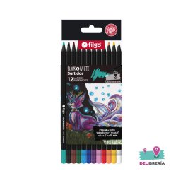 LAPICES DE COLORES FILGO BLACK AND WHITE (MADERA) X12