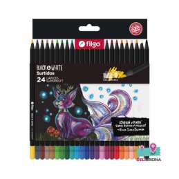 LAPICES DE COLORES FILGO BLACK AND WHITE (MADERA) X24