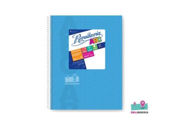CUADERNO 21 X 27 RIVADAVIA ABC TIPO VINILO CELESTE 60 HOJAS RAYADO ESPIRAL