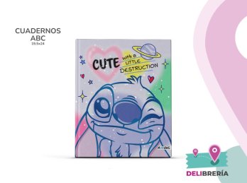 CUADERNO 19,5 X 24 MOOVING TAPA DURA 48 HS STITCH